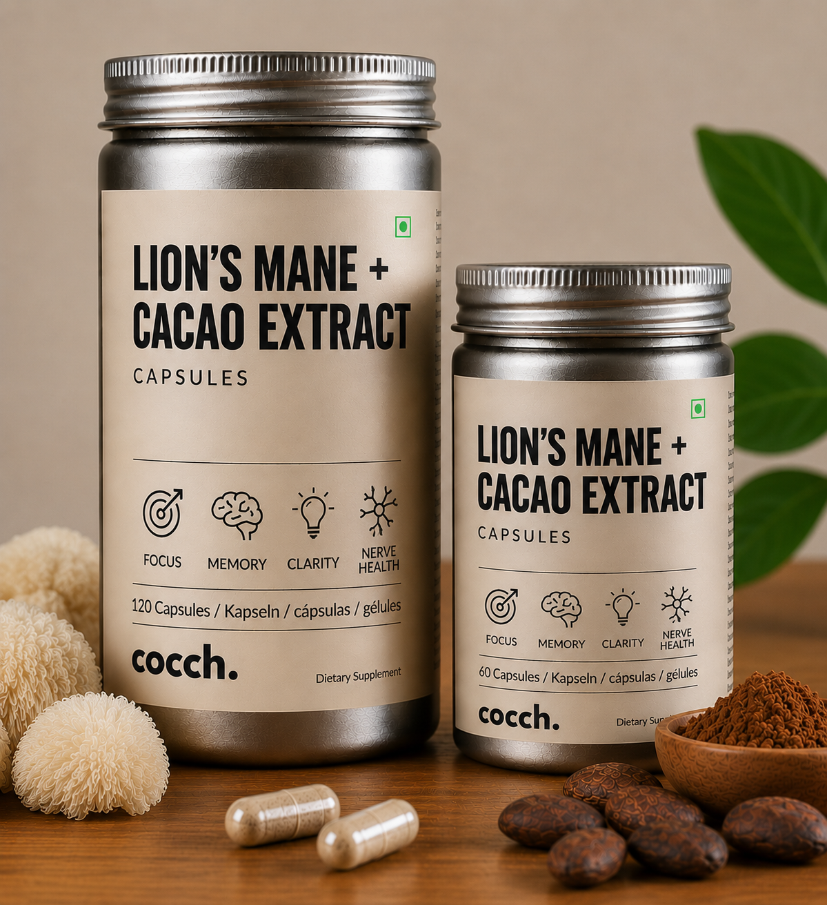 Cápsulas de Melena de León + Extracto de Cacao