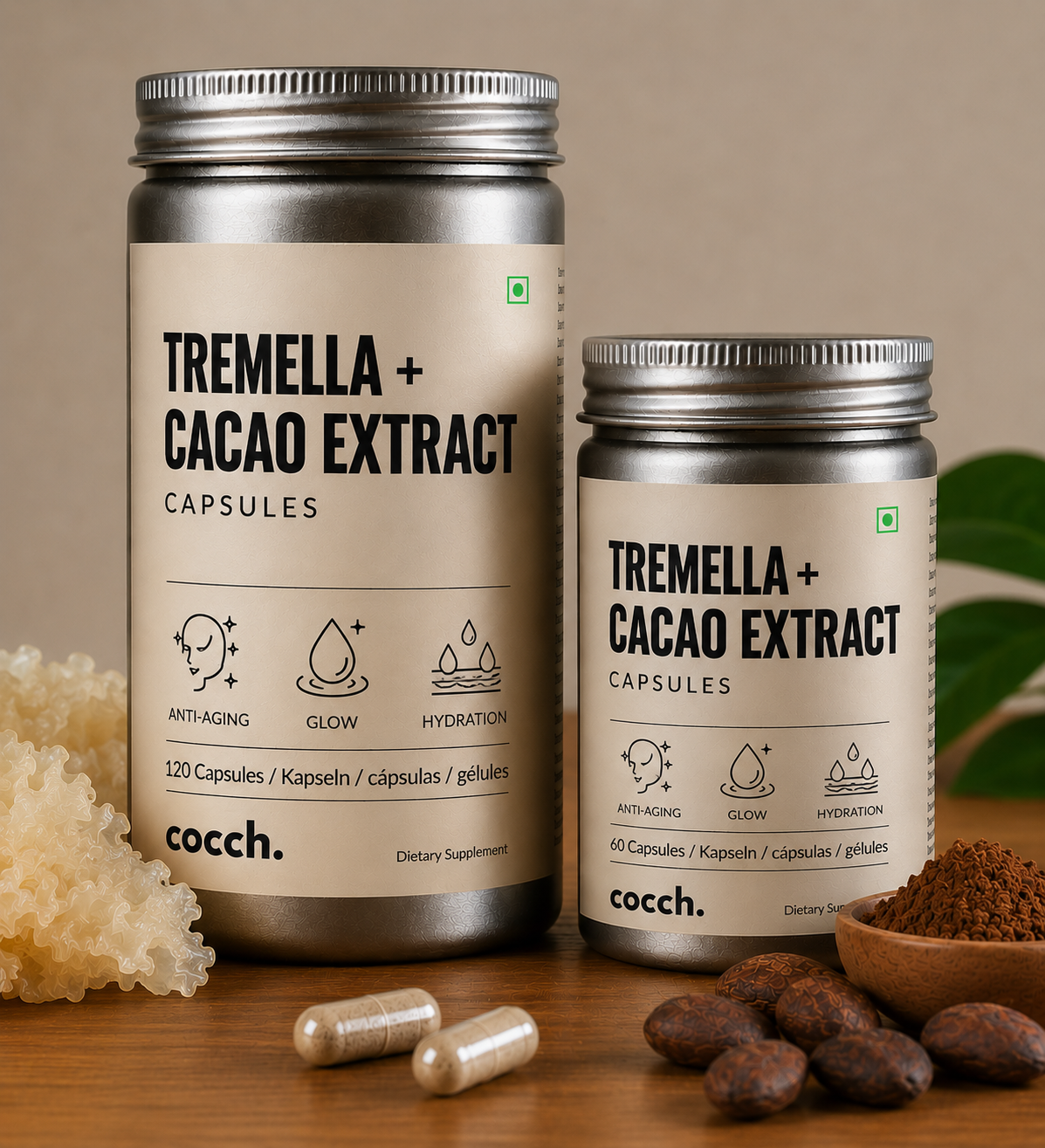Cápsulas de extracto de Tremella + Cacao